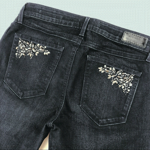 GUESS Brittany Skinny Dark Blue Denim Crystal Pockets Jeans Size 27”